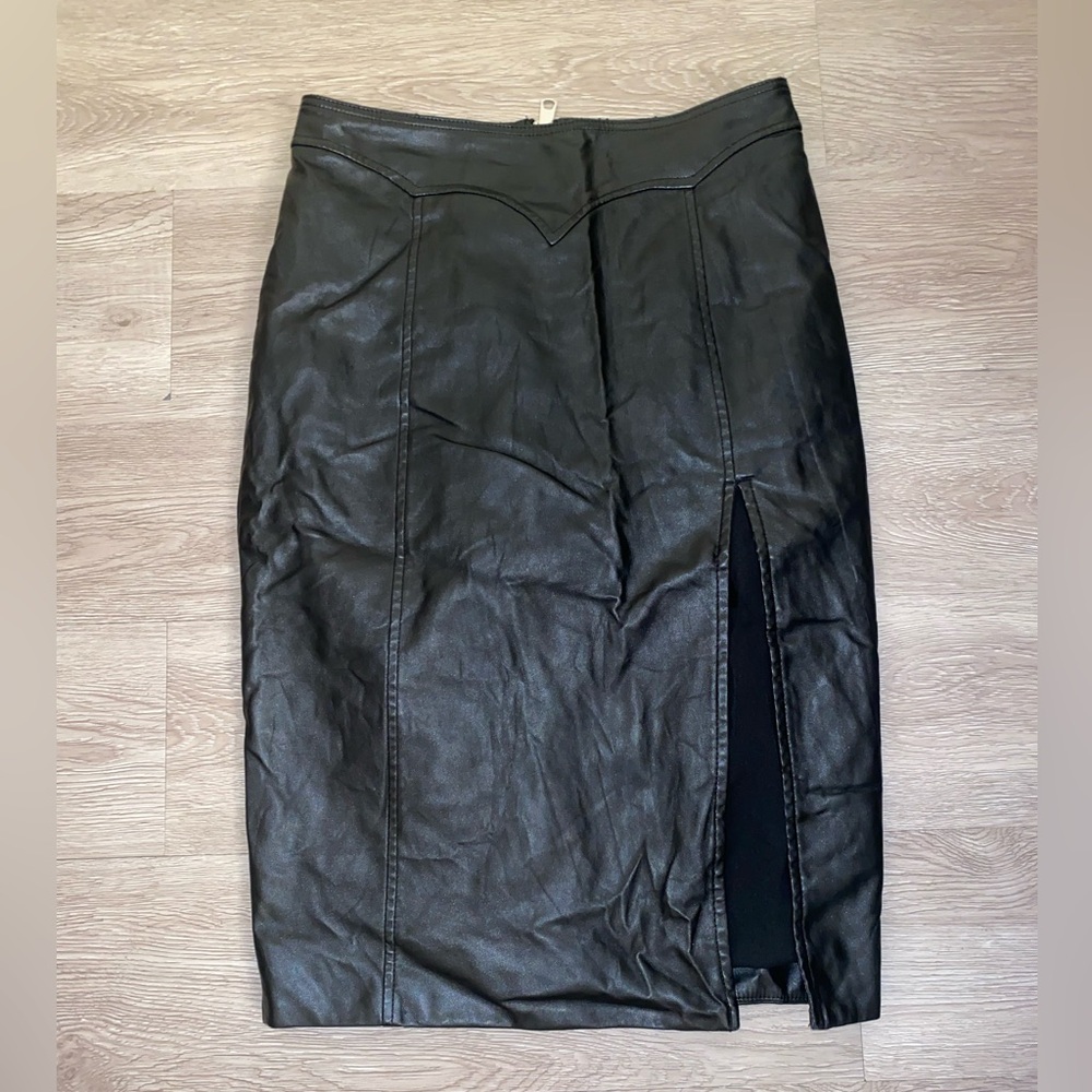 Nasty Gal Faux Leather Skirt- Size S - Side Slit Detail